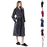 Cambkatl Men's Shawl Collar Plush Robe, Cozy Soft Fleece Bathrobe Classic Long Lenght Spa Robes with Pockets