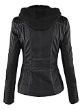 Lock and Love LL WJC663 Womens Removable Hoodie Motorcyle Jacket M BLACK