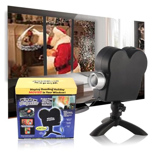 Christmas Window Projector, Christmas Projector with a Tripod Holiday Projector Light, Built-in 12 Movies for Party Garden Halloween Xmas Holiday Landscape Indoor Decor