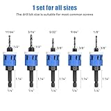 5Pcs Countersink Drill Bit Set w/Adjustable Bit Depth Stop, Woodworking Counter Sink Drill Tools 1/8" 9/64" 5/32" Drill+3/8” 82° Counter-Bore,11/64" 3/16" Drill+ 1/2" 82° Counter Bore,1/4” Hex Shank