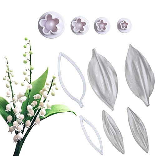 ZHUOJIE Lily of the valley leaves&Petals Cutter Silicone Mold Fondant Mould Cake Decorating Tools Chocolate Molds for Wedding Party Decoration