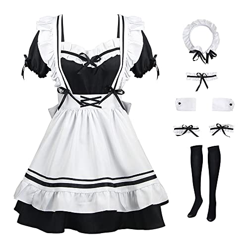 Quenny Halloween Parent-Child Maid Cosplay Costumes,Daily Loli Cute Lolita Dresses,Masquerade Stage Performance Costumes.(Costume,X-Small)