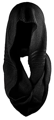 Winter Soft Pullover Knit Infinity Scarf Beanie Hoodie Scarf,Black