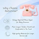 Retro Old Corded Landline Telephone, Vintage Fashioned 1960's Dial Button Wired Desk Phone, with Redial Function for School Home Office Vintage Hotel (Pink)