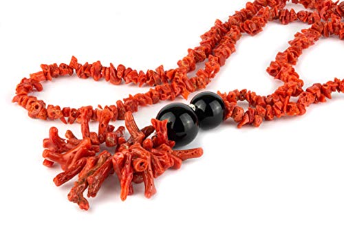 Coral Necklace (from Sardinia Italy) and Black Agate