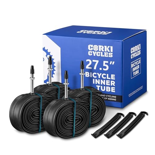 4 Pack 27.5 Mountain Bike Tube 27.5 x 1.95 2.0 2.1 2.125 Presta Valve 48mm, Butyl Rubber 650B Bike Tube Replacement