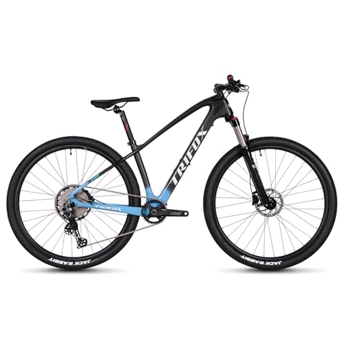 Carbon Fiber Mountain Bike,29er 12 Speed ​​Disc Brake Suspension Mountain Bike,with Shimano Deore Groupset,Carbon Fiber Frame,Dual Hydraulic Fork,15.5/17.5/19 inch for Adult (Blue, 29er * 17.5 inch)