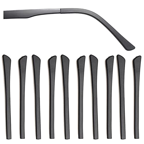 5 Pairs Anti-Slip Silicone Eyeglass End Tips Ear Sock Pieces Tube Eyewear Comfort Replacement Tips for Flat Thin Metal Eyeglass Legs Black