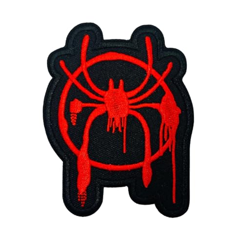 Cool Big Spider Embroidery Patch,Punk Red Patches Iron on Applique Repair Fashion Accessories Collection Badges for DIY Clothing Jacket Jeans Backpack Hats Vests Bags