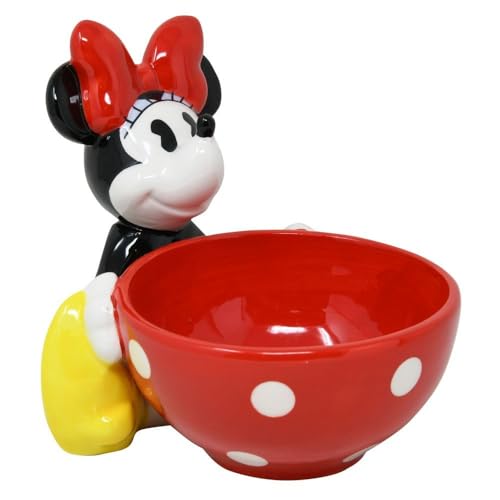 Disney Minnie Mouse Candy Dish, Officially Licensed, Ceramic Snack Bowl, Figurine - 6 Inch