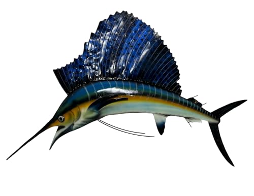 WorldBazzar LG SAILFISH MARLIN SPORT FISH METAL WALL ART TROPHY NAUTICAL COASTAL BOAT TROPICAL DECOR