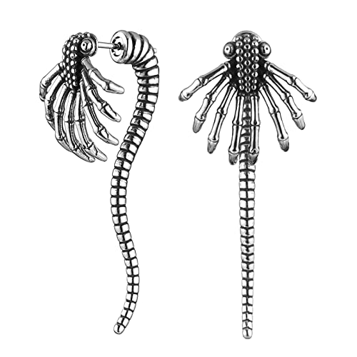 HZMAN Alien Facehugger Earrings for Men Women Stainless Steel Retro Gothic Punk Xenomorph Insect Stud Earring Biker Party Jewelry Gift