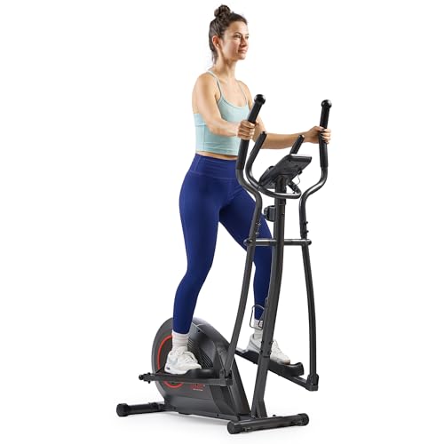 Sunny Health & Fitness Smart Elliptical Machine w/300LB Capacity & Pulse Sensor Built-in, 12" Stride Equipment for Home Cardio Exercise & Magnetic Cross-Training, Free SunnyFit App Bluetooth Connect