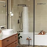 Gabrylly Shower System with Tub Spout, Wall Mounted Tub Shower Faucet Set for Bathroom with High Pressure 10" Rain Shower head and 3-Setting Handheld Shower Head Set,Matte Black