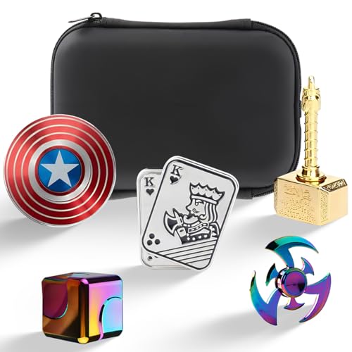 5 in 1-Metal EDC Fidgets Spinner Desk Toys,Cool Fidget Spinner Hammer, Fidget Cube Spinner,Phoenix Cool Fidget Hand Spinners,Magnetic Poker Fidget Slider,Shield Fidget Finger Spinner Toy. (5 in 1)