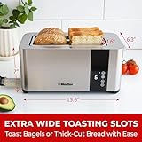 Mueller UltraToast Full Stainless Steel Toaster 4 Slice, Long Extra-Wide Slots for Bagels and Waffles, 6 Browning Levels, LED Display, Cancel/Defrost/Reheat Functions & Removable Tray, Kitchen Gadgets