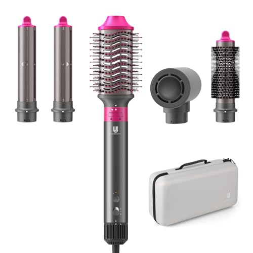 Hair Dryer Brush, webeauty 5 in 1 One Step Professional Hot Air Brush Set for Fast Drying, Curling Drying, Straightening Combing, Hair Styler [Ceramic Coating] [Negative Ion] 110000 RPM (Grey+Red)