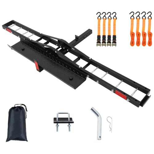 EliteEdge Motorcycle Tow Hitch,Dirt Bike Transport Rack for Motorcycle,Bicycle,Scooter,500LBS Dirt Bike Hauler Hitch Mount Rack with Ramp