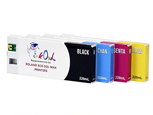 InkOwl Compatible Ink Cartridge Replacement for Roland ECO-SOL MAX Printers ESL3 (220mL, 4-Pack)