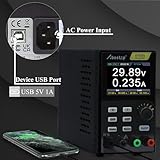 Abestop AT6301 DC Power Supply Variable, 60V/10A/300W Adjustable Bench Power Supply with 10mV / 1mA High Resolution 4-Digits 2.8 inch LCD Display, 5V/1A USB Output(110V Input Voltage)