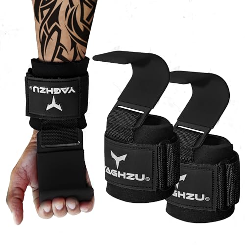 YAGHZU Weight Lifting Hooks, Padded Weight Lifting Straps Wrist Straps for Men and Women, Premium Deadlift Straps for Weightlifting and Powerlifting, Weight Lifting Gloves for Pull Ups