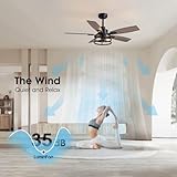 46 Inch Ceiling Fans with Lights and Remote Control, Farmhouse Ceiling Fan for Bedroom Living Room and Patio, Black Caged Ceiling Fan for Indoor and Outdoor