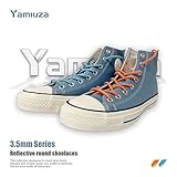 Yamiuza 2 Pairs Reflective Round Shoelaces for Athlete Sneakers, Solid Multicolor Shoe Ropes (Orange & Lake Blue, 51.2inches/130cm)