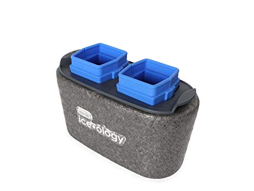 Dexas ice•ology Silicone Clear Ice Maker Tray for Crystal Clear Craft Cocktail Ice, 2 Square Cubes