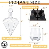 Montex Whiskey Decanter Set Diamond Shape with 4 Glasses 4 Whiskey Stones, Gift for Men, Gift for Whiskey Lovers