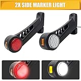 Maso Pair 24LED Elbow Side Marker Lights Rubber Lamp Outline Lights for Truck Lorry Trailer Carvan Van Red & White Light