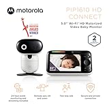 Motorola Nursery PIP1610 HD Connect Baby Monitor Camera, 5", WiFi, Wall Mount, 1080p, 1000ft Range, 2-Way Audio, Pan/Tilt/Zoom, Room Temp, Lullabies