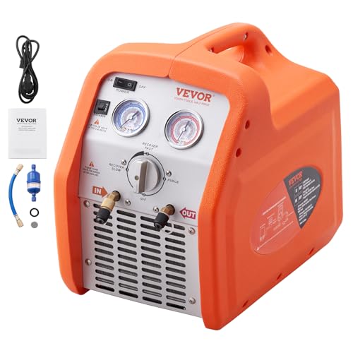 VEVOR Portable 3/4 HP Refrigerant Recovery Machine, AC Recovery Machine for Liquid Vapor Refrigerant, Self-Cleaning Recovery Machines HVAC for Automotive Air Conditioning (120V 60Hz)