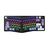 Odpaltoy A75 Alice-Layout Mechanical Keyboard with Rocker and Knob,Hot Swappable Triple Mode Gaming Keyboard with Cute Cat Keycaps for Win/Mac,Gasket,RGB Backlight,4000mAh Battery (Black Purple)