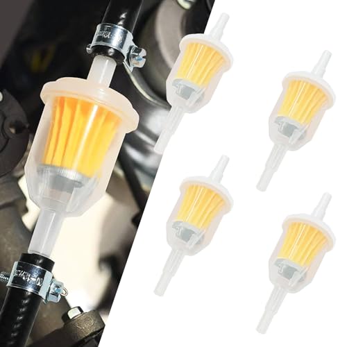 SWQS 4 PCS Inline Fuel Filter, 1/4" and 5/16" Fuel Filter, Gas In Line Fuel Filters with Magnet for Lawn Mower, Small Engine, Motorcycle, Snowmobiles, Tractors, Car Accessories