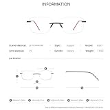 FONEX Titanium Glasses Frame Men,Rimless Square Eyeglasses Frameless Myopia Optical Eyewear 8557 (Silver)