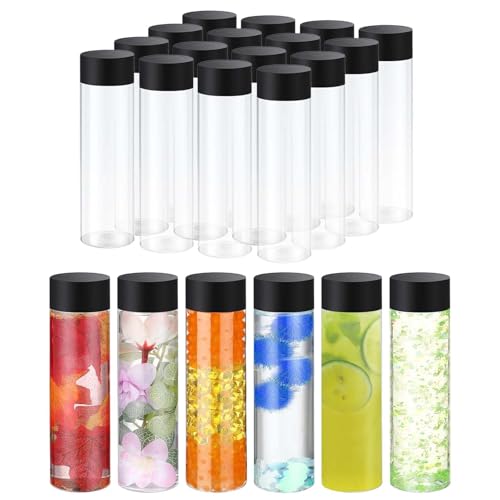 QZV 16 Pack Empty Plastic Sensory Bottles with Lids Bulk Empty Reusable Juice Water Bottles for DIY Crafts Classroom Handmade Party Decoration 13.5 oz/ 400 ml