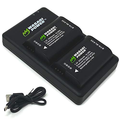 Wasabi Power 2-Pack USB-C Dual Battery Charger for Panasonic Lumix DC-G9, GH5, GH6, S5