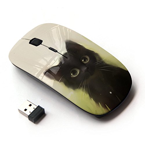 KawaiiMouse [ Optical 2.4G Wireless Mouse ] cute painting kitten cat black pet animal
