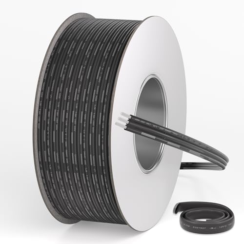 ALITOVE 98.4ft 18AWG Electric Wire 3 Pin 18 Gauge Black Stranded Tinned Copper Cord 18/3 LED Extension Cable for WS2811 Pixel Lights RGB IC 5050 WS2812B LED Strip 5~24V DC Electrical Wiring