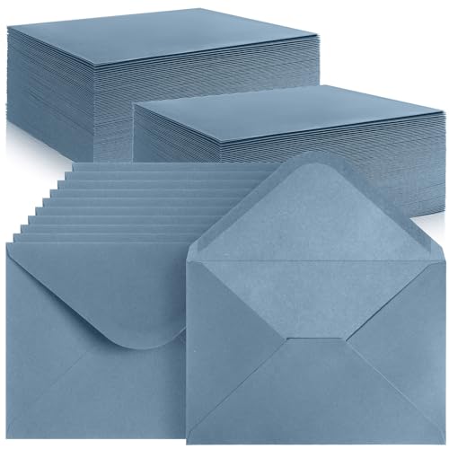Jutom 250 Pcs A7 Wedding Gift Cards 5x7 Envelopes V Flap Invitation Envelopes for 5x7 Cards Printable Self Adhesive Envelope for Office Baby Shower Graduation Birthday Supplies (Dusty Blue)