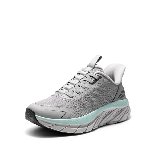 ALLSWIFIT Women's Slip On Walking Shoes Running Comfortable Tennis Breathable Non Slip Athletic Gym Workout Cross Training Fashion Sneakers,Size 7.5,Grey,SARR034W