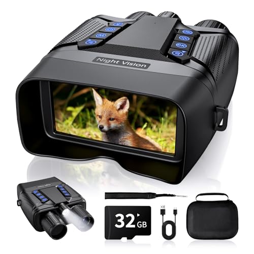 Night Vision Goggles, 4K Night Vision Binoculars, 5000mAH Rechargeable Infrared Binoculars with 3' Large Screen, 8X Digital Zoom External Flashlight for Camping(Black)