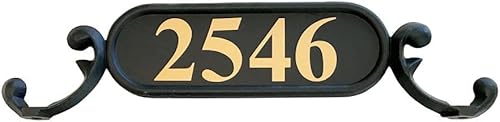 Gsi Mailbox Address Plate Style 1 | Double-Sided House Number Plaque – Rust-Proof Cast Aluminum Sign with Pre-Attached Gold Reflective Vinyl Numbers – Easy Installation Hardware Included Mailboxes