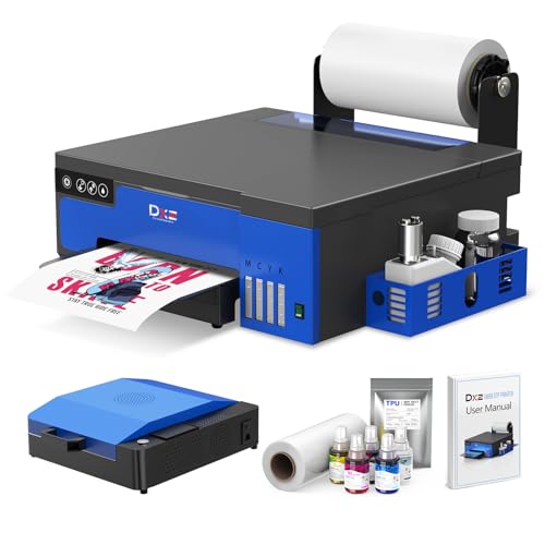 DXZ DTF Printer A4 L8058 Transfer Printing Machine with White Stirring System for DIY Print T-Shirt Direct to Film Printer (Printer +Oven+5 x 250ml Ink+100m Film)