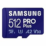 Samsung PRO Plus microSD Memory Card + Adapter, 512GB microSDXC, Up to 180 MB/s, Full HD & 4K UHD, UHS I, C10, U3, V30, A2, for Android Smartphones, Tablets, GoPRO, and DJI Drone (MB MD512SA/AM)
