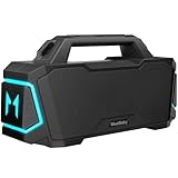 MusiBaby M1 Bluetooth Speaker,Wireless Speakers with Subwoofer,IPX6 Waterproof,20H Playtime,RGB Lights,Deep Bass,Portable,Large,Loud Speaker for Outdoor,Party,Camping,Backyard,Dual Pairing(Blk)