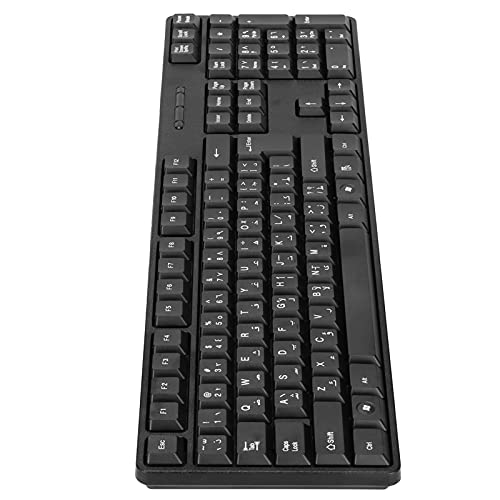 USB Wired Office Keyboard, 104 Keys Full Size Black Computer Keyboards Ergonomic Design Durable Keyboard in Arabic English Letter for Business PC and Laptop Mechanical Laptops