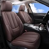 Coverado Car Seat Covers Full Set, Seat Covers for Cars, Brown Car Seat Cover, Car Seat Protector Waterproof, Nappa Leather Car Seat Cushion, Car Seat Covers Front Seats and Back Fit for Most Cars