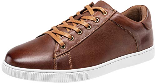 Jousen Men' s Casual Shoes Leather Dress Sneakers Business Casual Shoes for Men Breathable Fashion Sneakers (MY852 Red Brown 10)