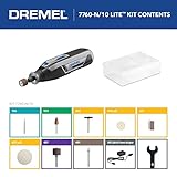 Dremel Lite 7760 N/10 4V Li-Ion Cordless Rotary Tool, Variable Speed Multi-Purpose Kit, USB Charging, Easy Accessory Changes - Perfect For Light-Duty DIY & Crafting, Sanding, Engraving and Polishing